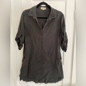 Cloth & Stone Distressed Black Shirtdress w/ pockets